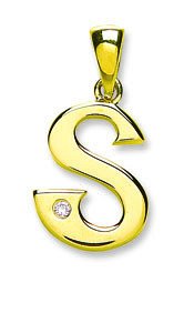 9ct Yellow Gold 0.01ct Diamond S Initial
