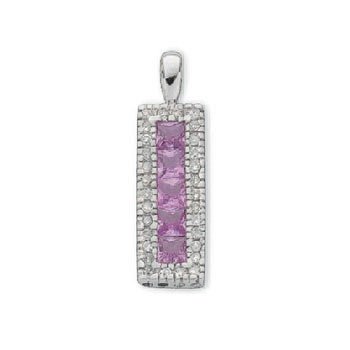 9ct White Gold Diamond & Pink Sapphire Drop Pendant - Fine Necklace - Certified Authentic – Luxury Jewellery by Imperi