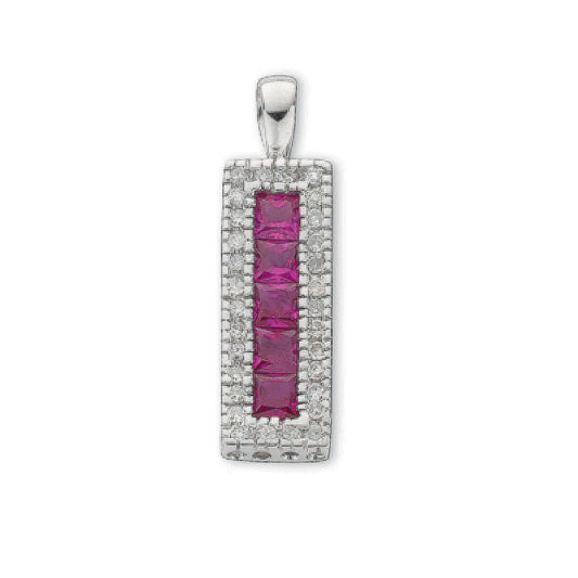9ct White Gold 0.16ct Diamond & 0.70ct Ruby Drop Pendant - Fine Necklace - Certified Authenti – Luxury Jewellery by Im