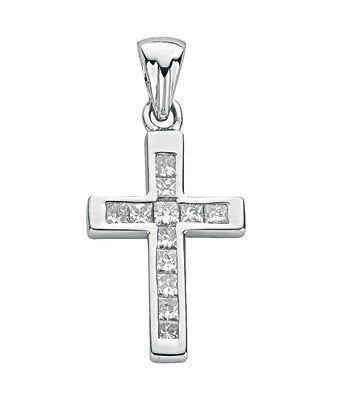 18ct White 0.44ct Princess Diamond Cross