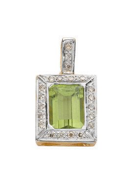 9ct Yellow/White Gold 0.16ct Diamond & 1.55ct Peridot Pendant - Fine Necklace - Certified Aut – Luxury Jewellery by Im