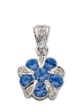9ct White Gold 0.06ct Diamond & 0.90ct Tanzanite Cluster / Flower Pendant - Fine Necklace – Luxury Jewellery by Imperi