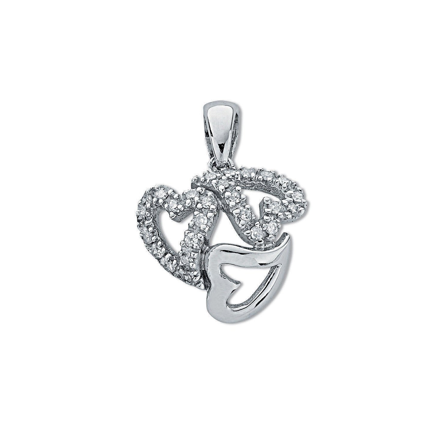 9ct White Gold 0.13ct Diamond Heart Pendant - Fine Necklace - Certified Authentic - Swiss Mad – Luxury Jewellery by Im
