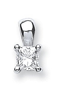18ct White Gold 0.25ct H/vs Princess Cut Diamond Pendant