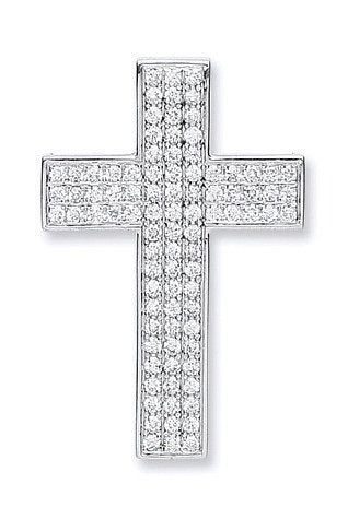 18ct White Gold Pave Set 0.80ct Diamond Cross