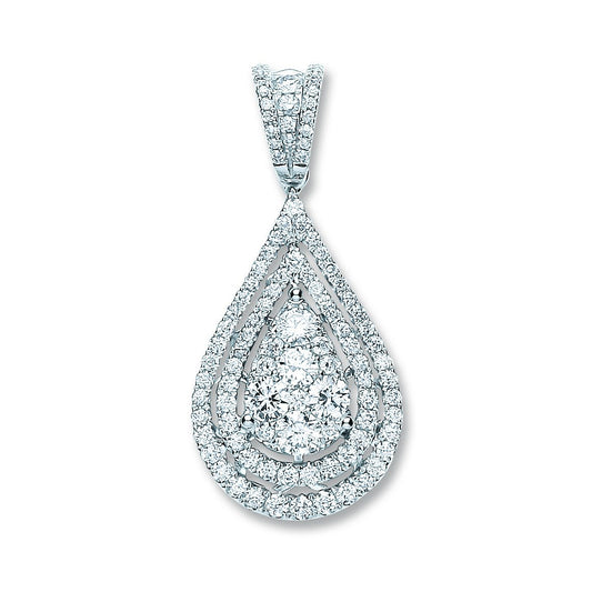 18ct White Gold 1.30ct Diamond Drop Pendant
