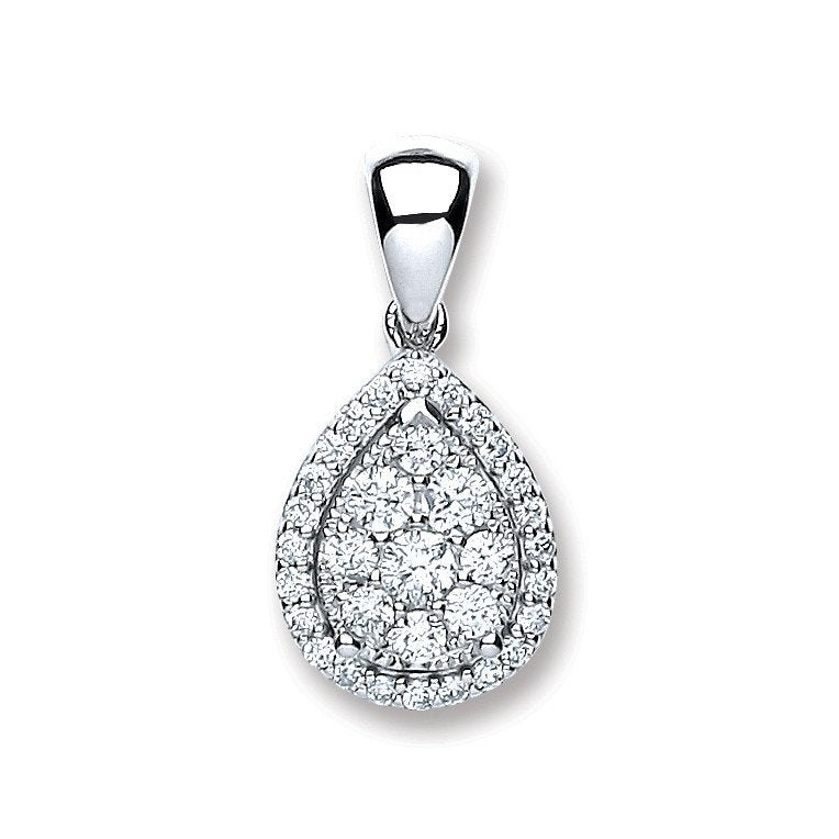18ct White Gold 0.40ct Diamond Pear Sh Pendant