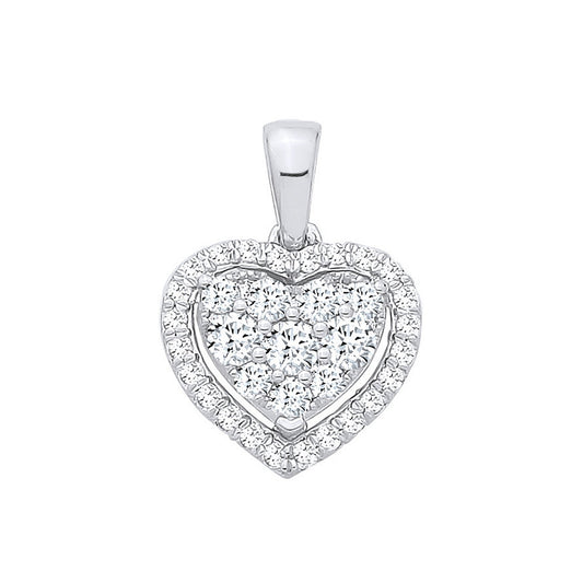 18ct White Gold 0.40ct Diamond Heart Pendant