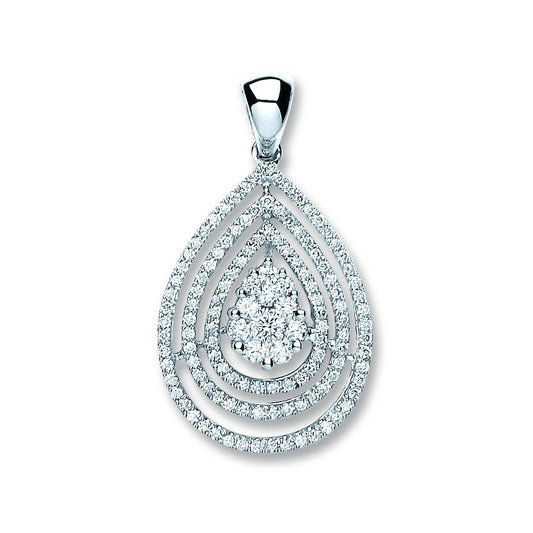 18ct White Gold 0.60ct Diamond Drop Pendant