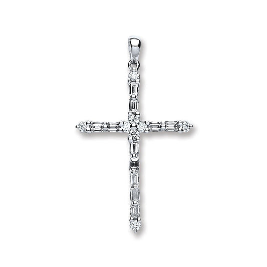 18ct White Gold 0.44ct Diamond Cross Pendant