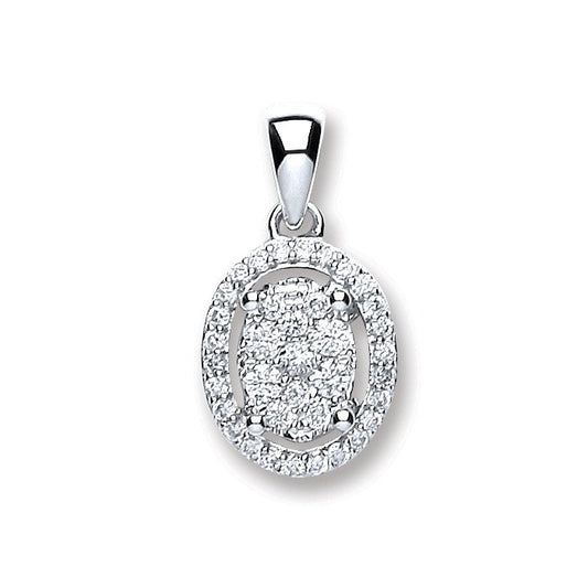 18ct White Gold 0.23ct Diamond Oval Shape Pendant
