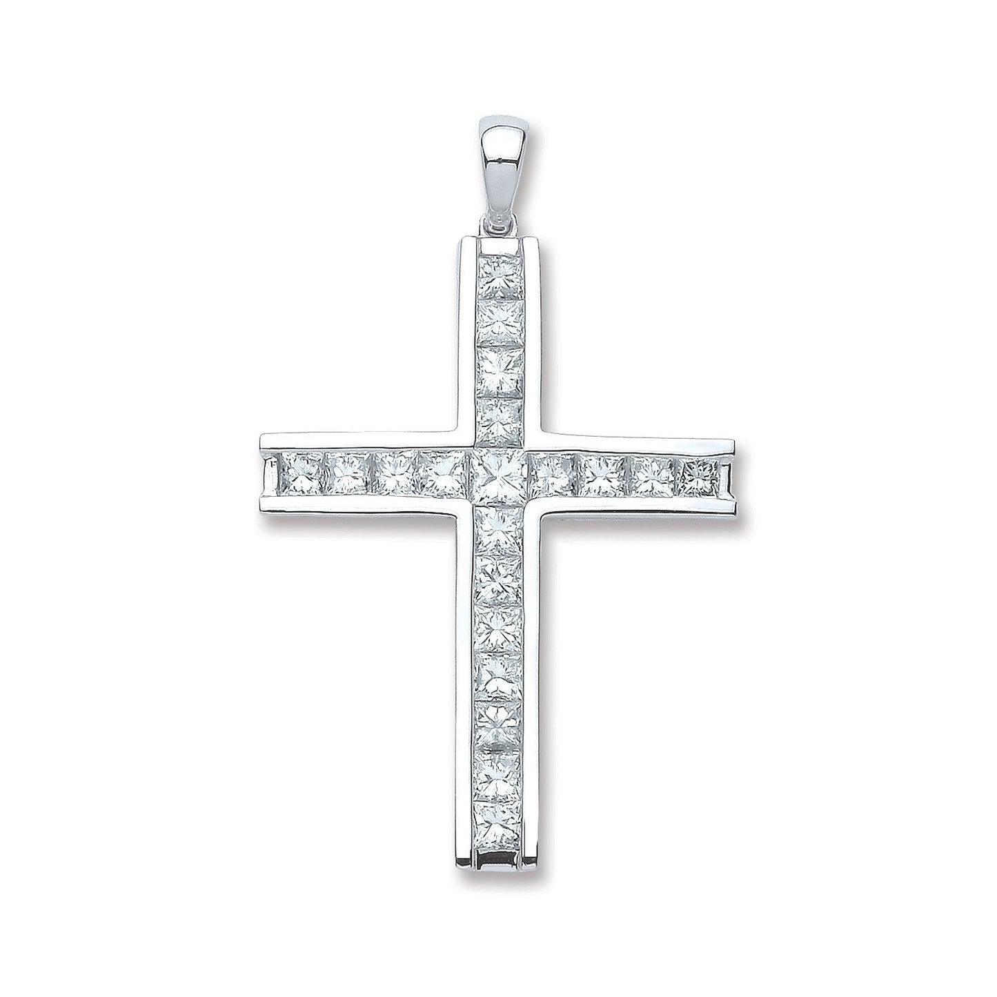 18ct White Gold 1.17ct Princess Cut Diamond Cross