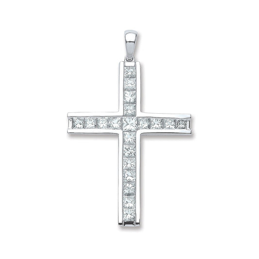 18ct White Gold 1.17ct Princess Cut Diamond Cross