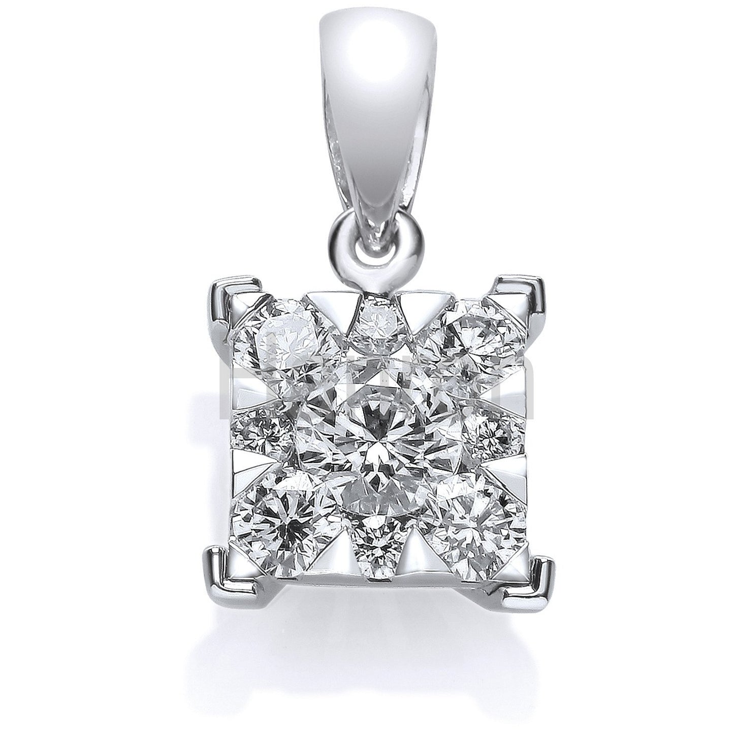 18ct White Gold 0.50ct Tdw G/vs Diamond Illusion Set Pendant