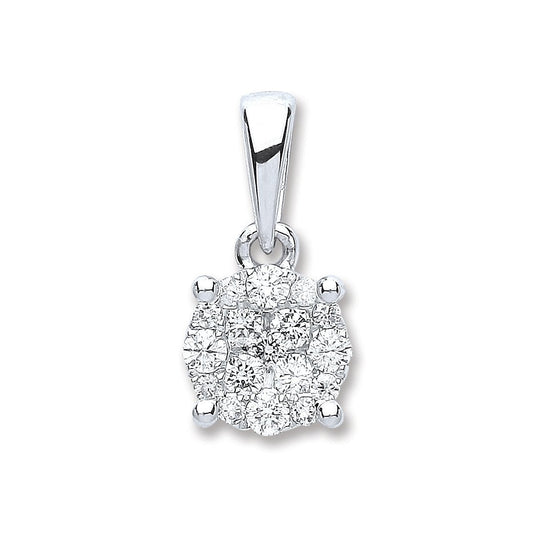 18ct White Gold 0.25ct Diamond Cluster Pendant