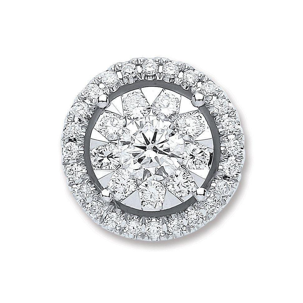 18ct White Gold 0.60ct Diamond Cluster Pendant