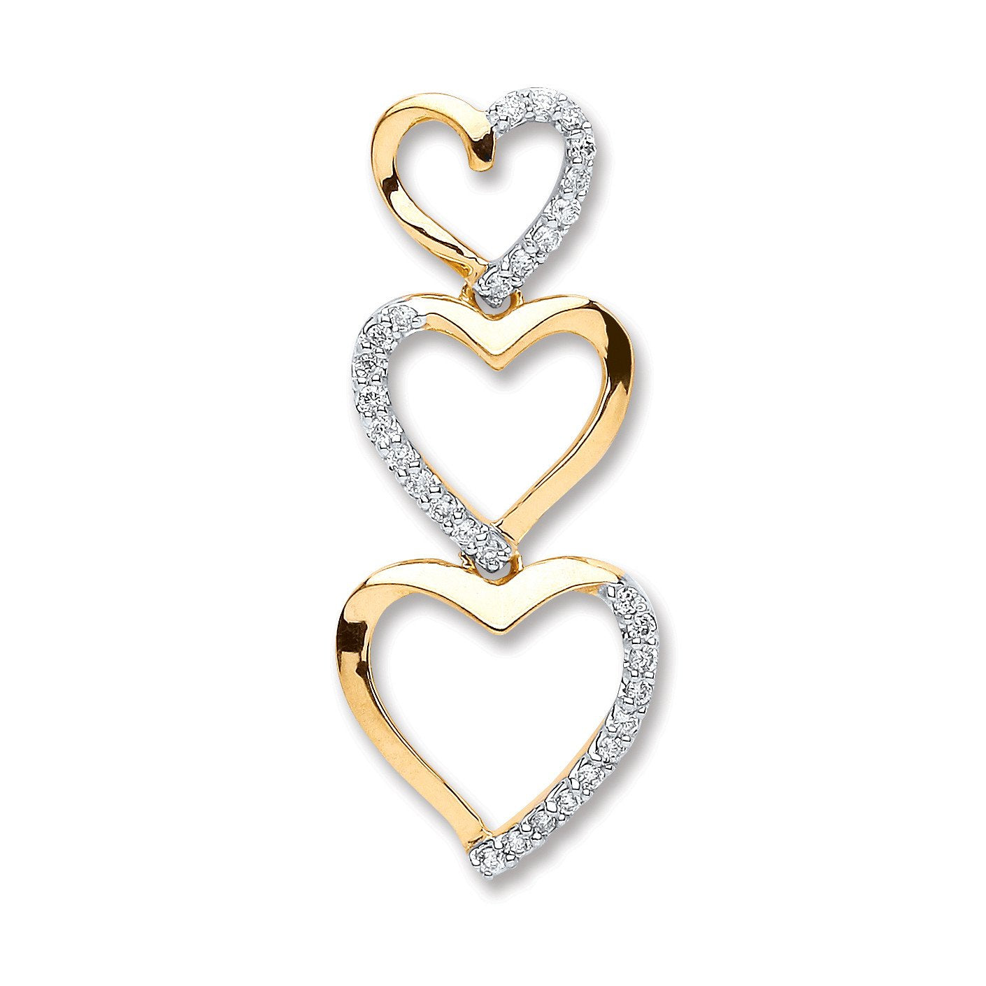 9ct Yellow Gold 0.15ct Diamond Heart Pendant - Fine Necklace - Certified Authentic - Swiss Ma – Luxury Jewellery by Im