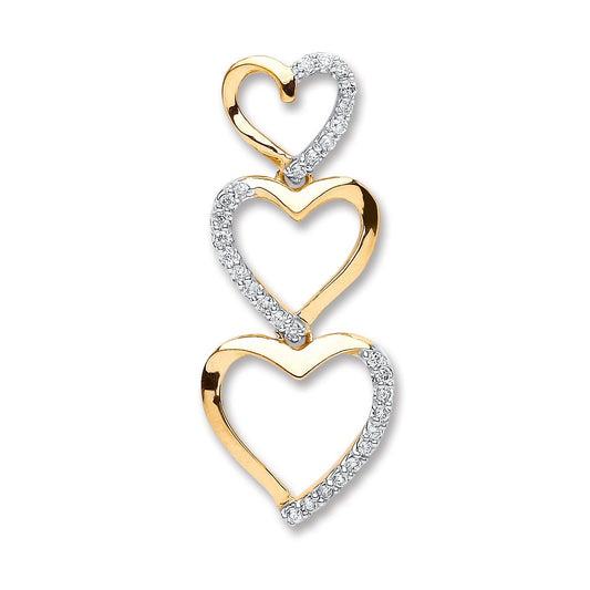 9ct Yellow Gold 0.15ct Diamond Heart Pendant - Fine Necklace - Certified Authentic - Swiss Ma – Luxury Jewellery by Im