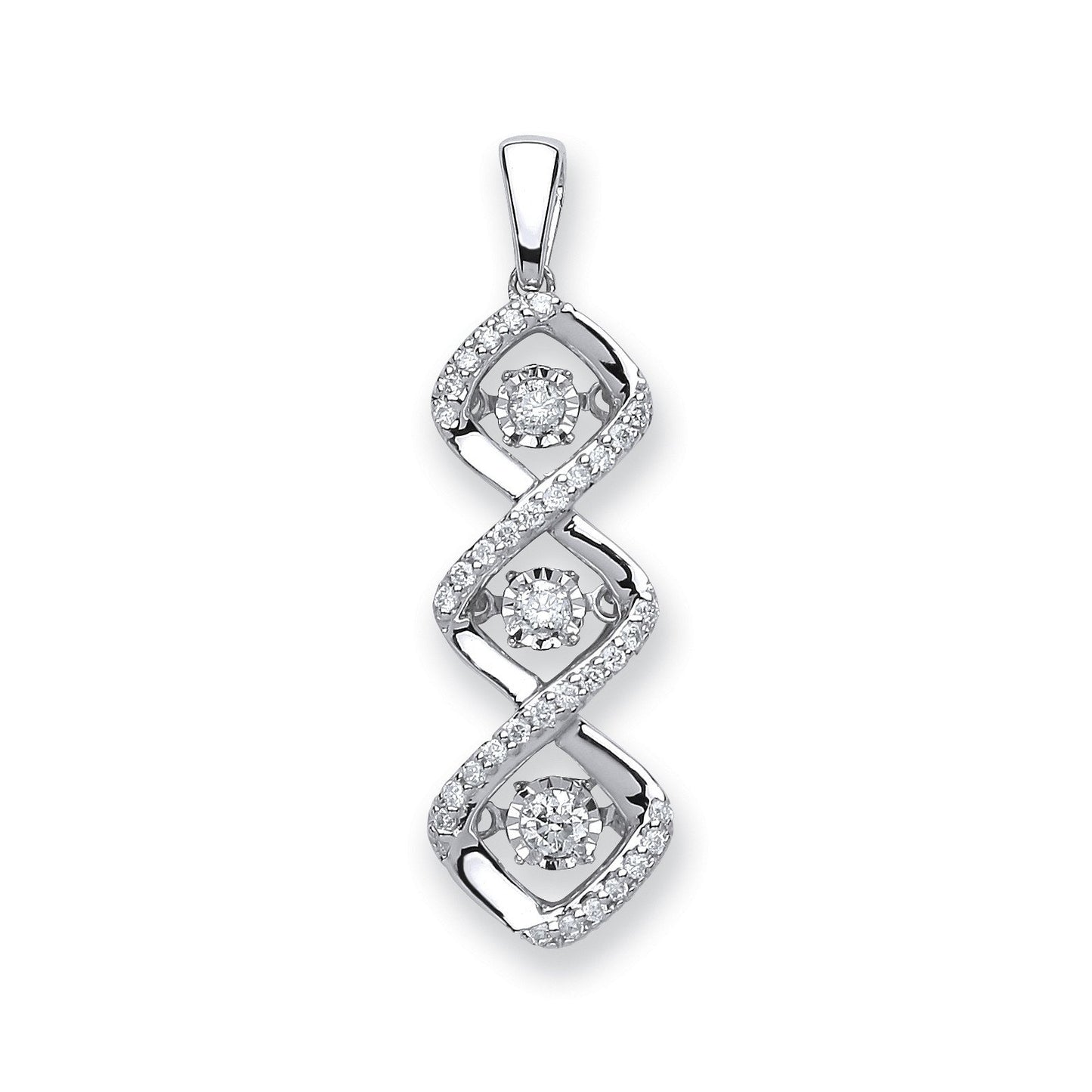 9ct White Gold 0.25ct Dancing Diamond Drop Pendant - Fine Necklace - Certified Authentic – Luxury Jewellery by Imperia