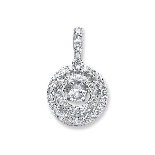 9ct White Gold 0.33ct Dancing Diamond Circle Pendant - Fine Necklace - Certified Authentic – Luxury Jewellery by Imper