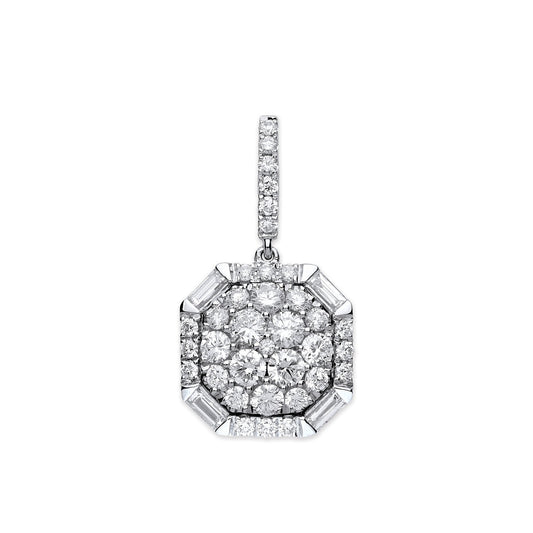 18ct White Gold 1.00ct Brilliant & Baguette Cut Diamond Pendant