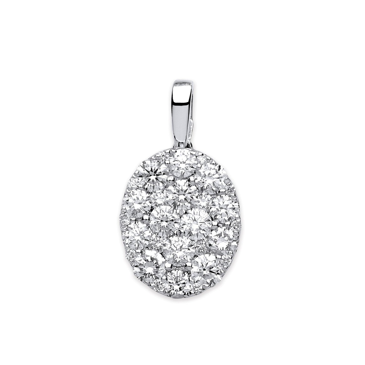 18ct White Gold Oval 0.75ct Pave Pendant
