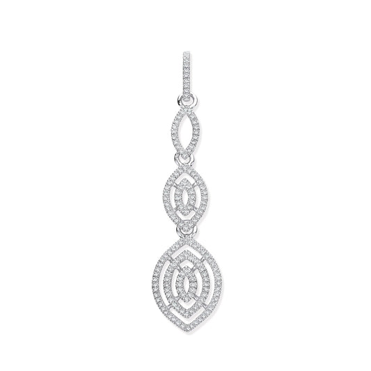 9ct White Gold Drop 0.25ct Diamond Pendant - Fine Necklace - Certified Authentic - Swiss Made – Luxury Jewellery by Im