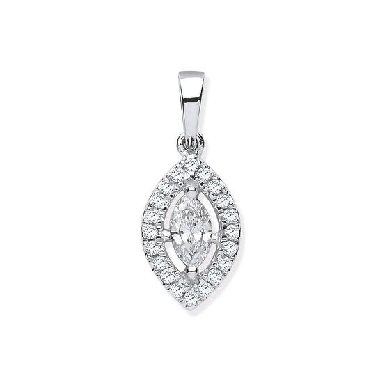 18ct White Gold 0.40ct Marquise Shaped Diamond Pendant