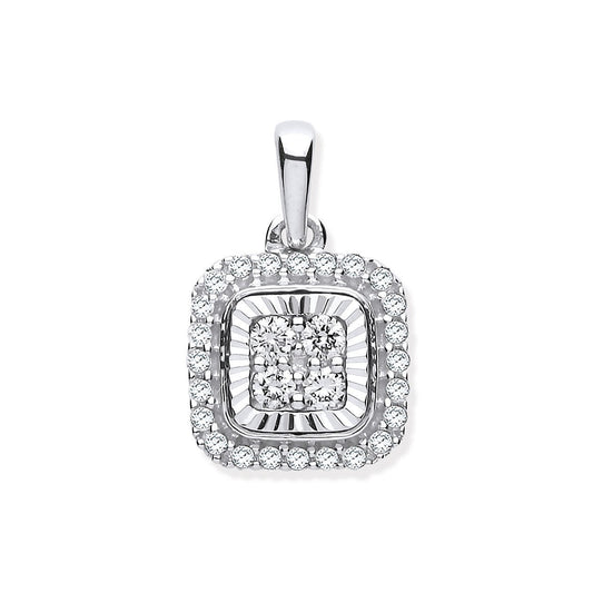 9ct White Gold D/C Bezel Square 0.25ctw Diamond Pendant - Fine Necklace - Certified Authentic – Luxury Jewellery by Im