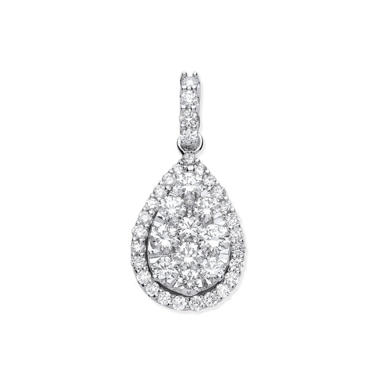 18ct White Gold 1.62ct Pear Shaped Drop Pendant