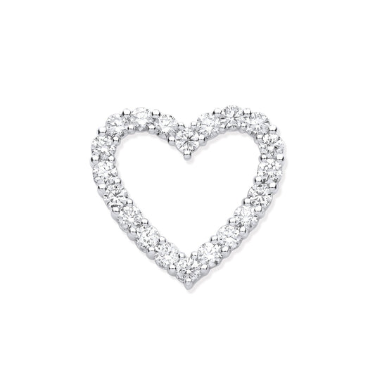 18ct White Gold 1.01ct Heart Shaped Drop Pendant