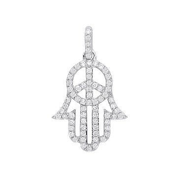 9ct White Gold 0.48ct Diamond Hamsa Pendant - Fine Necklace - Certified Authentic - Swiss Mad – Luxury Jewellery by Im