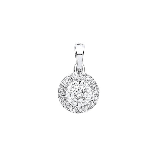 18ct White Gold Halo 0.20ctw Diamond Pendant