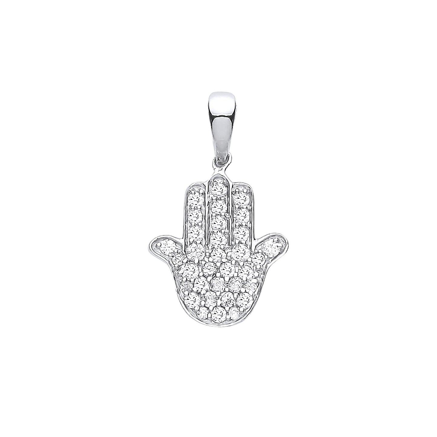 9ct White Gold 0.18ct Diamonds Hamsa Pendant - Fine Necklace - Certified Authentic - Swiss Ma – Luxury Jewellery by Im