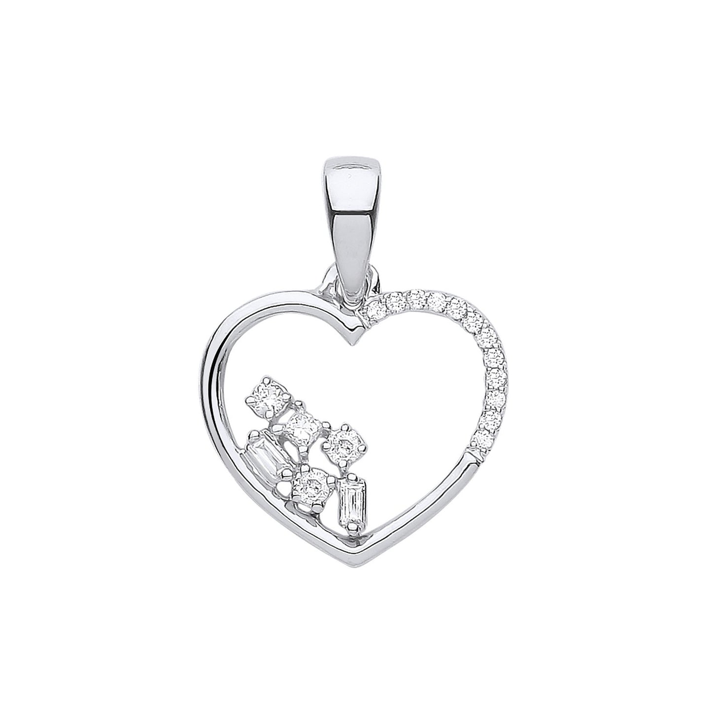 9ct White Gold 0.10ct Diamond Heart Pendant - Fine Necklace - Certified Authentic - Swiss Mad – Luxury Jewellery by Im