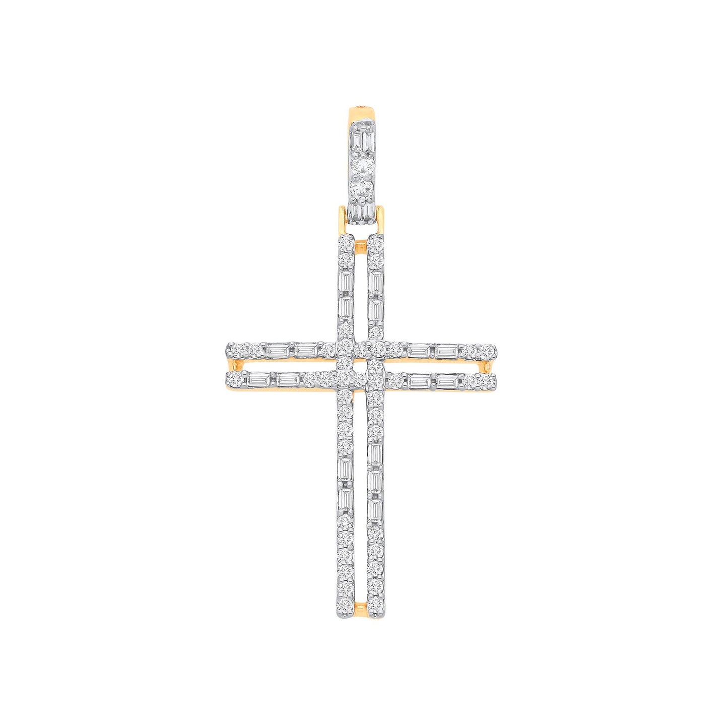 9ct Yellow Gold 0.42ctw Cross Pendant - Fine Necklace - Certified Authentic - Swiss Made – Luxury Jewellery by Imperia