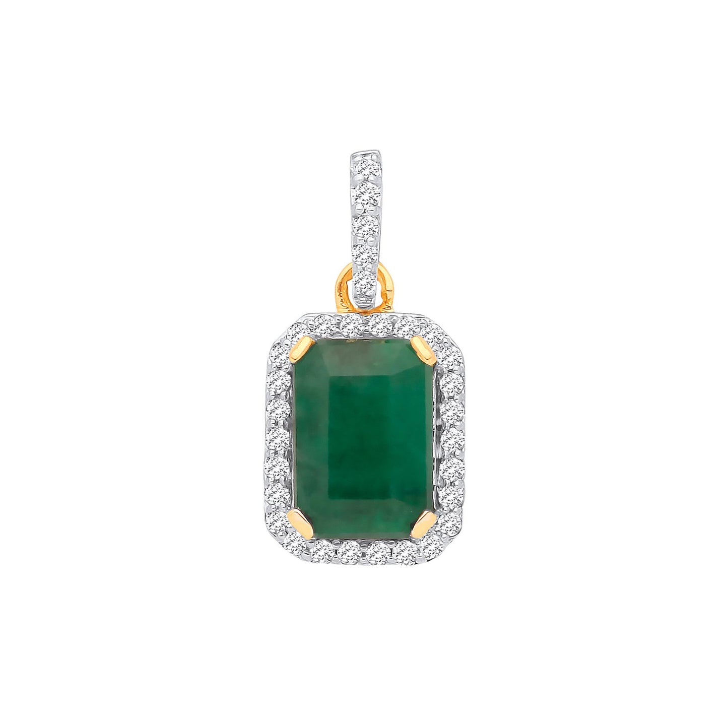 18ct Yellow Gold Diamond: 0.10ctw & Emerald 0.95ctw Pendant