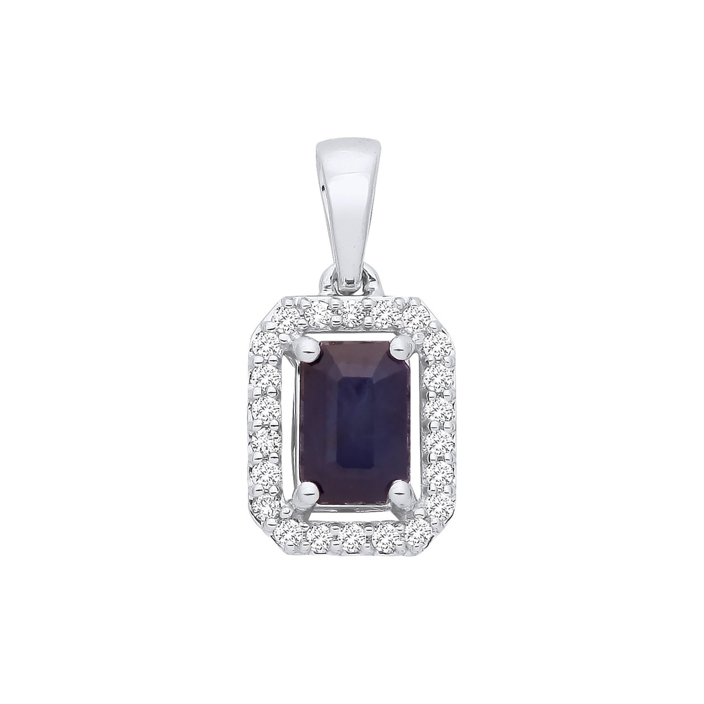 18ct White Gold 0.10ctw Diamond & 0.65ctw Sapphire Pendant
