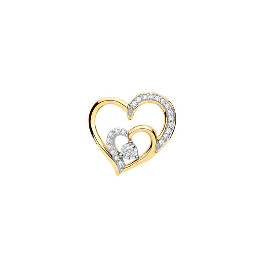 9ct Yellow Gold & Diamond Double Heart Pendant - Fine Necklace - Certified Authentic – Luxury Jewellery by Imperial Ti