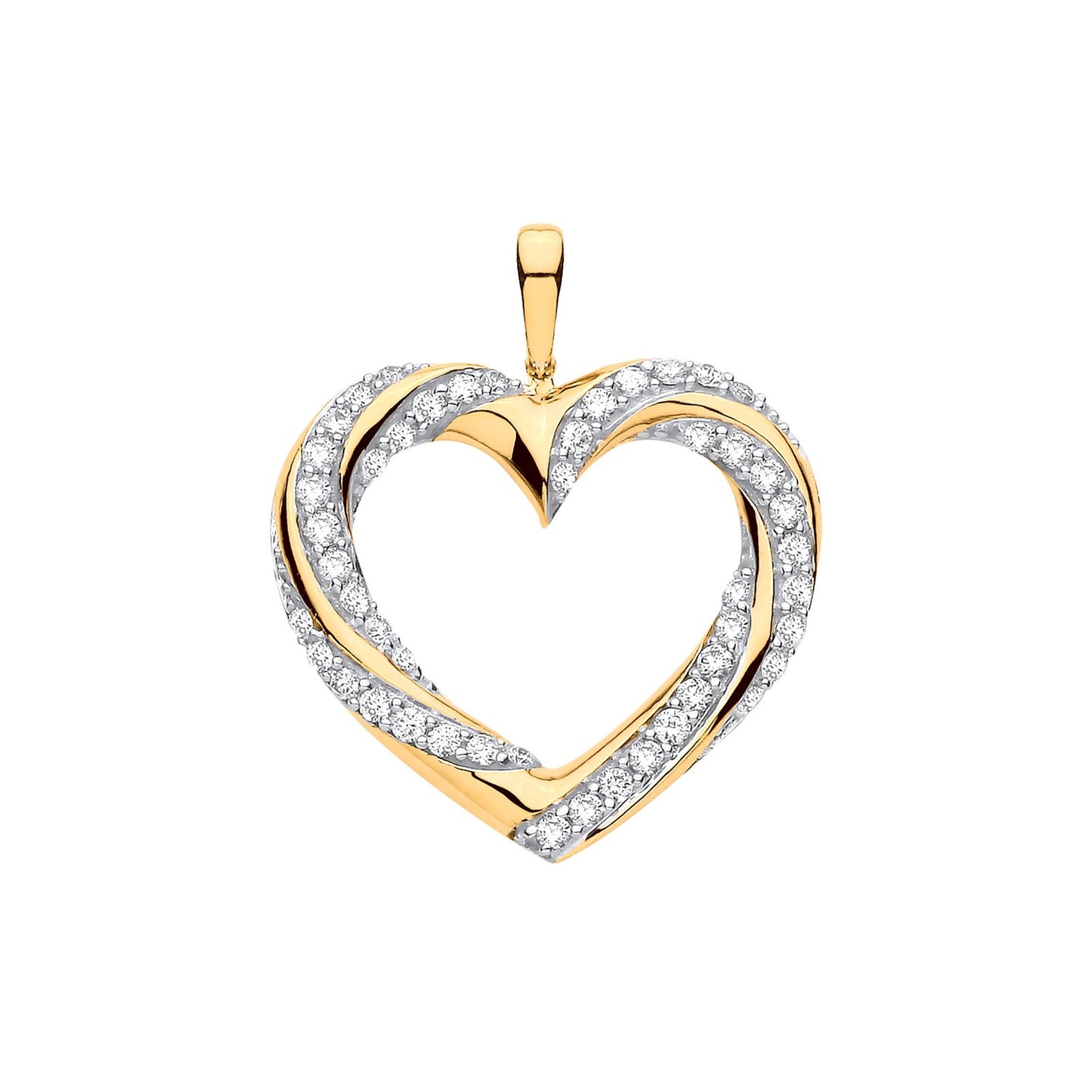 9ct Yellow Gold 0.50ct Diamond Heart Pendant - Fine Necklace - Certified Authentic - Swiss Ma – Luxury Jewellery by Im
