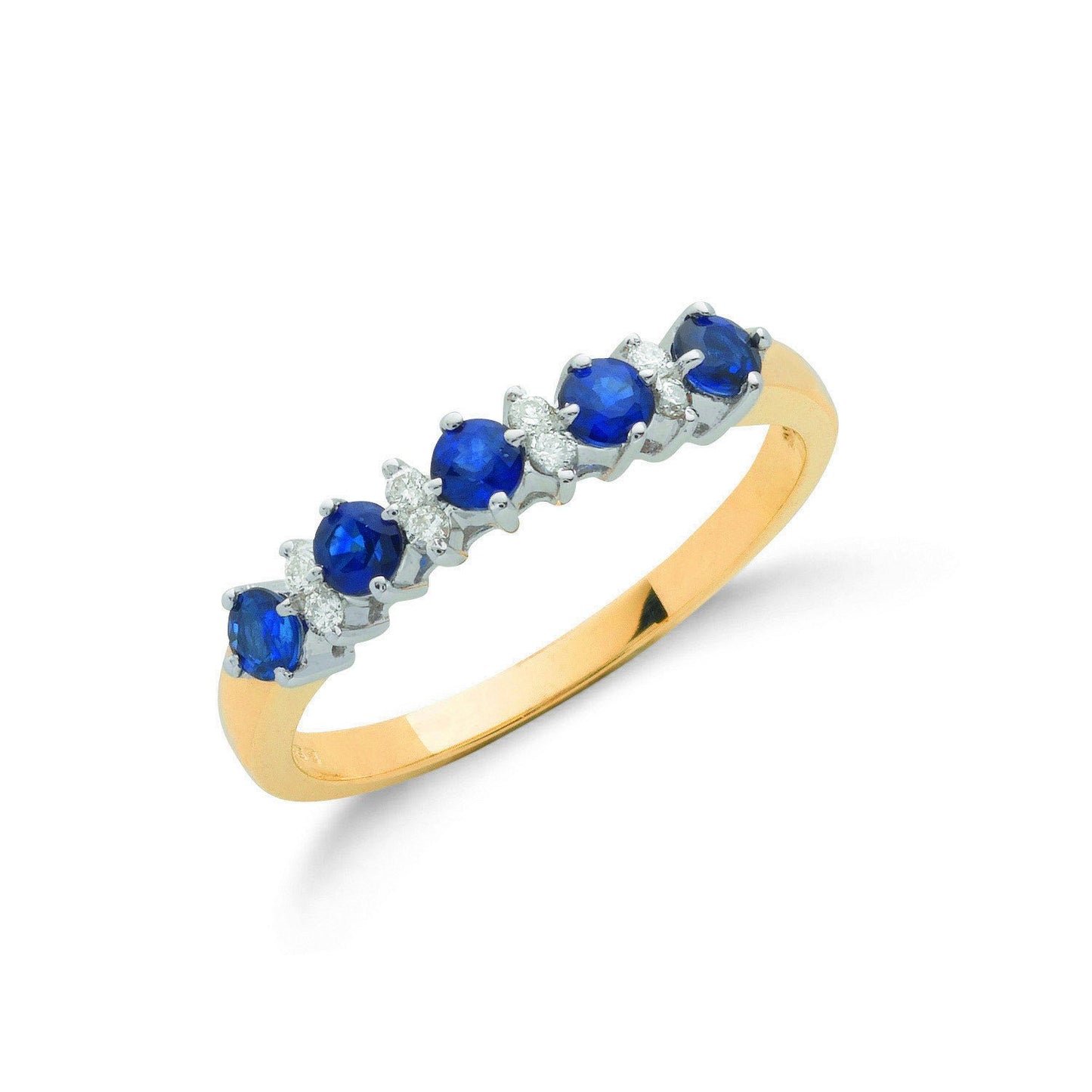 9ct Yellow Gold 0.12ct Diamond & 0.65ct Blue Sapphire Eternity Ring - Fine Ring - Certified A – Luxury Jewellery by Im