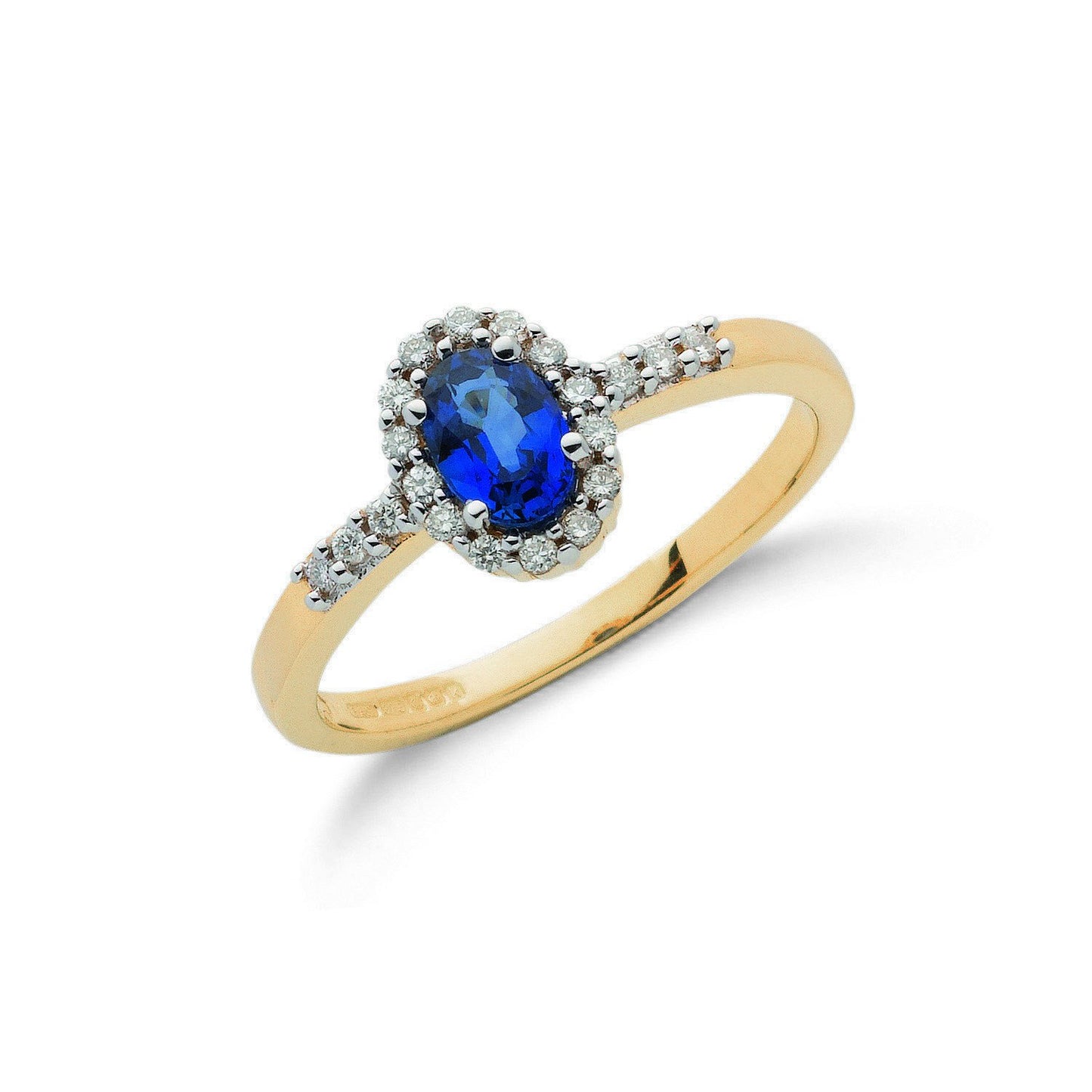 9ct Yellow Gold 0.16ct Diamond & 0.50ct Sapphire Cluster Ring - Fine Ring - Certified Authent – Luxury Jewellery by Im