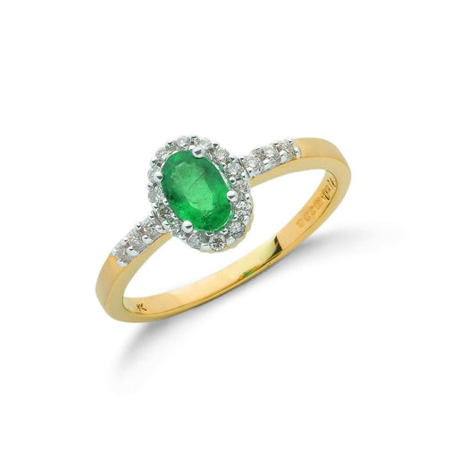 9ct Yellow Gold 0.16ct Diamond & 0.45ct Emerald Cluster Ring - Fine Ring - Certified Authenti – Luxury Jewellery by Im