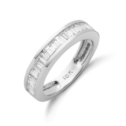 18ct White Gold 1.00ctw Half Et Baguette Cut Diamond Eternity Ring