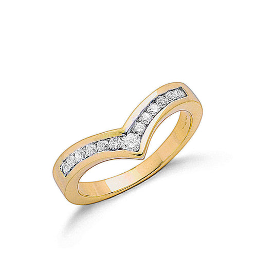 9ct Yellow Gold 0.25ct Diamond Wishbone Ring - Fine Ring - Certified Authentic - Swiss Made – Luxury Jewellery by Impe