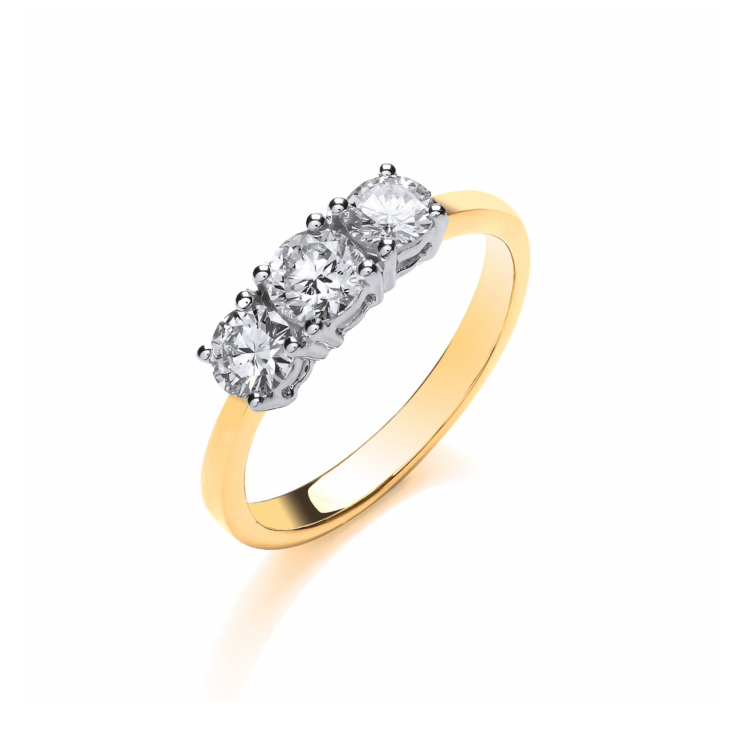18ct Yellow Gold 1.00ctw Diamond Trilogy Ring