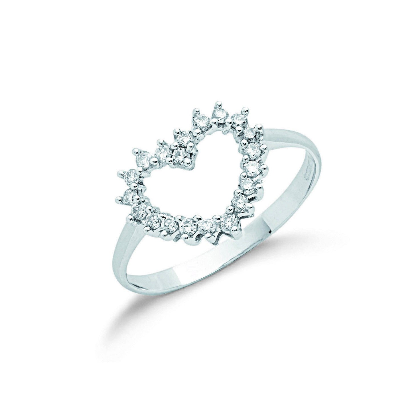 9ct White Gold 0.25ct Diamond Heart Ring - Fine Ring - Certified Authentic - Swiss Made – Luxury Jewellery by Imperial