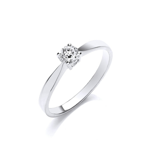 9ct White Gold 0.25ct Diamond Engagement Ring - Fine Ring - Certified Authentic - Swiss Made – Luxury Jewellery by Imp