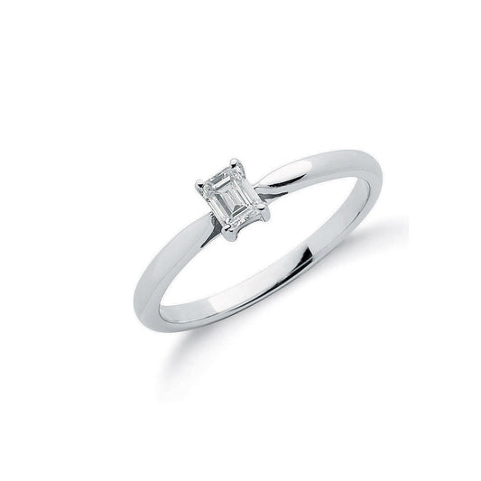 18ct White Gold 0.25ct Emerald Cut Diamond Engagement Ring