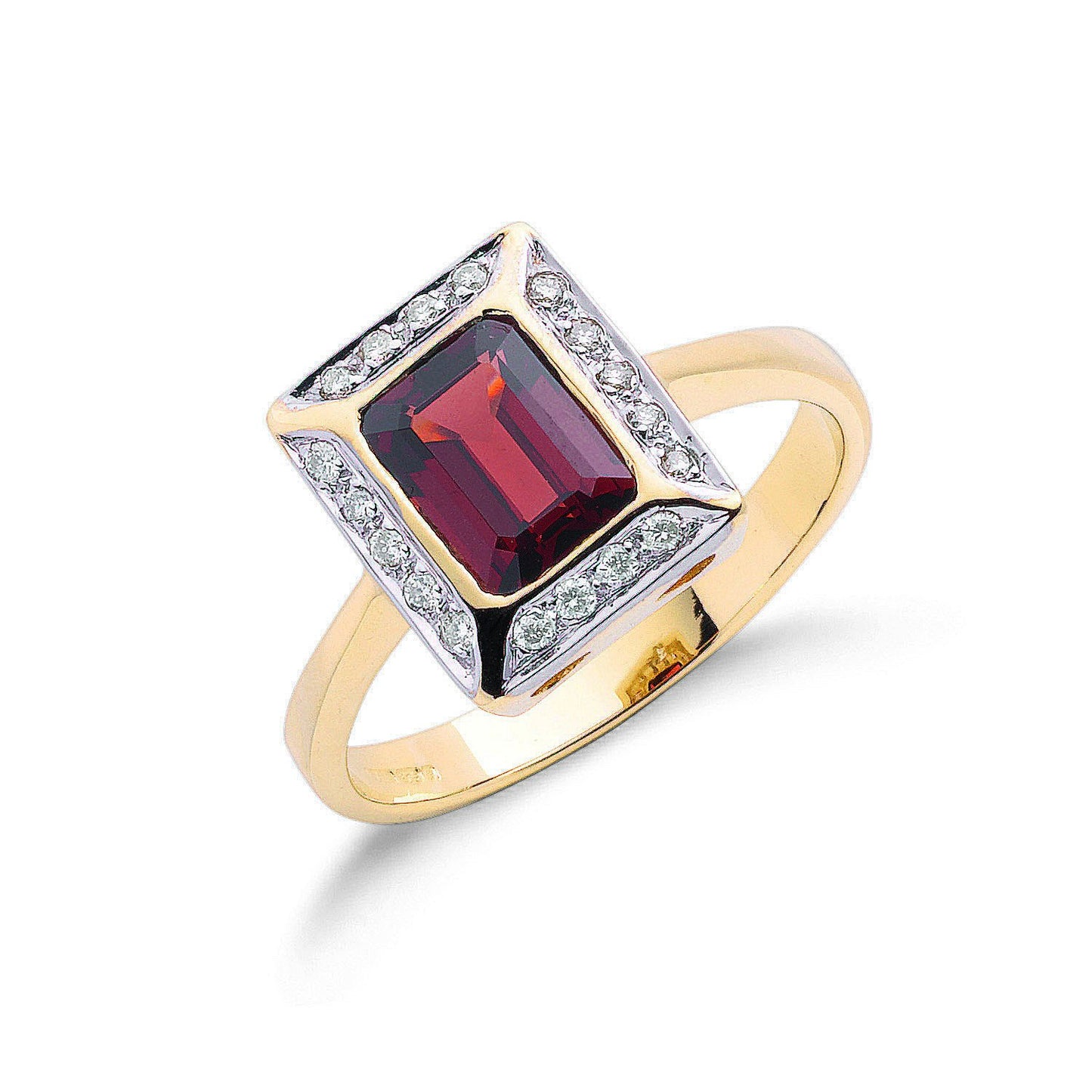 9ct Yellow Gold 0.12ct Diamond & 1.90ct Garnet Ring - Fine Ring - Certified Authentic – Luxury Jewellery by Imperial T